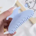 Blue acetate hair claw clip for women, elegant minimalist shark clip for back head styling. - Fishtail Claw Clip (H792) / Light Blue