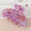 Pinza de pelo marmoleada morada con diamantes de imitación variante B para peinados diarios. - Estilo Gradiente Violeta Rosa (H844)