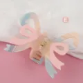 Französische niedliche Schleife Haarklammer Pastell Acetat Haar Accessoire Damen Alltag - Rosa und Blau Gestreifter Patchwork-Stil (H850)