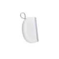 Mini silicone squeegee wiper, white body with purple scraper and hanging loop for bathroom glass. - Mini Squeegee / White