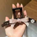 Elegante rosafarbene Schleife Haarklammer mit Strass, große Haarklammer für dickes Haar Styling. - 15cm / Schokoladenbraun Rosa Mit Strass