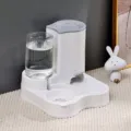 Weißer automatischer Haustierfutterautomat und Wasserspender Napf Set für Hunde Katzen - Grau