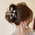 Koreanischer batikbrauner blumen haarklammer clip elegant großes haaraccessoire für frauen - Sternstil (5#)