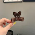 Brown Bow Hair Claw Clip Small Resin Shark Clip for Half Up Hair Styling Daily Use - Rabbit Claw Clip / Grey Coffee Bowknot