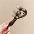 Braune Blumen Haarspange Haarklammer aus Harz fuer elegante Damen Frisuren Zubehoer - Perlen-Twist-Klammer (10#)