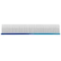 Stainless steel pet grooming comb with blue gradient handle, fine teeth for cat and dog styling. - Flat Type / Rainbow Blue