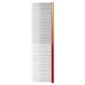 Stainless steel pet grooming comb with gradient aluminum handle for cats and dogs pet care. - 19x3.2cm / Red Orange