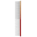Stainless steel pet grooming comb with gradient handle, long and short teeth for cats - 19x3.2cm / Red Orange