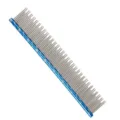 Blue metal pet grooming comb with dual density stainless steel pins for cats and dogs. - Red Long and Short Needles 16cm M083