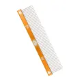 Orange pet grooming comb with fine and coarse metal teeth for cats and dogs daily care - 20cm / Gold