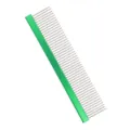 Green metal pet grooming comb for long hair dogs, stainless steel straight teeth pet tool - M1131 20cm / Green