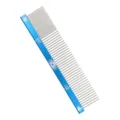 Blue pet grooming comb with stainless steel teeth and floral engraved handle for cats and dogs daily care. - M1111 / 20cm / Blue