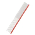 Stainless steel pet grooming comb with red handle, ideal for long-haired dogs daily care. - M1131 20cm / Red Dense