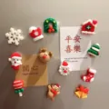 Noël aimants de réfrigérateur mignons stéréoscopiques père noël autocollants magnétiques - Lot de 12 / Série de Noël