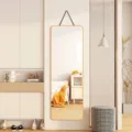 Full length hanging mirror with wooden frame for modern bedroom and hallway decor. - 40x150cm / Luxury Gold
