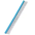 Blue metal pet grooming comb with stainless steel teeth for long hair dogs and cats tangles tool. - 19cm / Blue Double Row