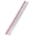 Pink metal pet comb for dogs and cats, stainless steel grooming tool for long hair detangling. - 19cm / Pink Double Row
