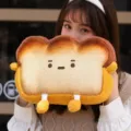 Cute toast plush rechargeable hand warmer for girls, soft and cozy winter heating pillow. - With Explosion-Proof Inner Liner / Baked Toast