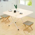 Set tavolo e sedie pieghevoli portatili per casa scrivania rettangolare venatura legno - Tubo tondo 60*40*50 offerta speciale / Legno nordico