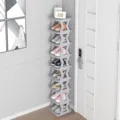 Multi-layer vertical shoe rack, grey plastic standing storage organizer for hallway doorway. - 9 Layers / Gray