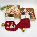 Natale lavorato a maglia calza pendente confezione regalo decorazione festa albero - Confezione regalo calze natalizie a cartoni animati con biglietto d'auguri