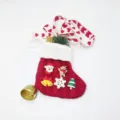 Christmas stocking ornament knitted red holiday decoration with cute pendants for tree - Christmas Sock Cartoon Pattern OPP Bag