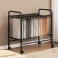 Porte-pantalon roulant chariot à pantalons multicouche organisateur de vêtements pour maison - Largeur 75cm 24 Crochets / Noir