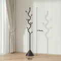 Appendiabiti da terra moderno in metallo nero con design a ramo e base conica stabile per casa. - Matte Black