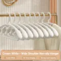 Coconut white non-slip wide shoulder coat hangers for home clothes drying rack storage - Standard Type / 10 Pieces Pack / Cream White