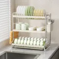 Sgocciolatoio per Piatti a 3 Livelli con Portabacchette e Supporto per Tagliere Cucina - 3-Livelli 42cm Bianco Latte + Portabacchette + Supporto per Tagliere