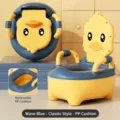 Vasino per bambini simpatico paperella con bracciolo e cuscino PP per addestramento WC. - Cuscino Duro Classico / Giallo