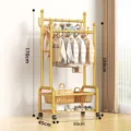 Gold double pole clothing rack with wheels, modern heavy duty garment organizer for bedroom home - Double Pole Double Layer / 60CM / Gold