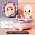Kids Potty Training Toilet Seat Pink Purple Duck Design with Soft PVC Cushion Variant - Classic PVC Soft Cushion / Pink