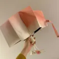 Beau parapluie pliant rose dégradé, protection solaire anti UV pour femmes élégant. - Parapluie automatique dégradé blush