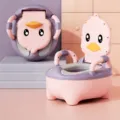 Kids potty training toilet, pink classic model with soft PU cushion, cute duck design. - Classic PU Soft Cushion / Pink