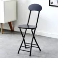 Black folding chair modern portable dining chair with metal frame and wood seat style - Black Legs - Black