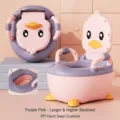 Cute baby potty training seat with cartoon duck design, purple and pink toddler toilet chair. - High-leg Enlarged Hard Cushion / Pink