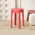 Sgabello alto rosso moderno in plastica per la casa, sedia rotonda impilabile resistente - Rosso Begonia