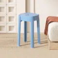 Sgabello rotondo in plastica minimalista moderno, seduta per casa e ufficio spessa e durevole blu. - Celeste