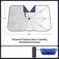 Parasol para parabrisas de coche paraguas de plata de titanio, 140x79cm, con funda. - Forma en V Abierto / Tamaño grande engrosado / Plata Titanio