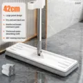 42cm Flachmopp mit 4 Mikrofaserpads, 360 Grad drehbarer Bodenreinigungswischmopp für zu Hause. - Luxus Verstärkt 42cm (4 Moppkissen)