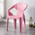 Rosa moderner geometrischer Kunststoff-Sessel, stapelbarer Outdoor-Freizeit-Esszimmerstuhl. - Verdicktes PP-Material (Rosa)