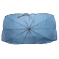 Parasol de parabrisas de coche azul estilo paraguas para proteccion solar y aislamiento. - Apertura Tubo Curvo Silicona / S / Base Azul