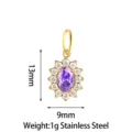 Stainless steel purple oval zircon sunflower pendant diy jewelry accessory 13x9mm - Small Sunflower Style (PJ0249-02) / 13x9mm / Purple