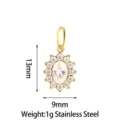 Stainless steel sunflower cubic zirconia pendant necklace jewelry accessory detail view. - Small Sunflower (PJ0249-02) / White