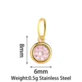 Stainless steel pink zircon birthstone pendant DIY necklace jewelry accessory detail - Upgrade Style (PJ0329-02) / Pink