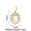 Stainless steel sunflower pendant with sparkling zirconia stones, trendy jewelry accessory. - Large Sunflower (PJ0248-02) / White