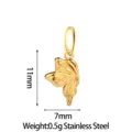 Stainless steel butterfly pendant detail, 11x7mm tiny jewelry charm with 0.5g weight. - Gold (PJ0237-02)