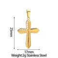 Stainless steel cross pendant with white rhinestones, height 25mm width 17mm, weight 2g. - White (PJ0236-02)