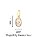 Stainless steel oval pendant with cubic zirconia halo, featuring precise size and weight details. - Small Oval (PJ0247-02) / 11x7mm / White